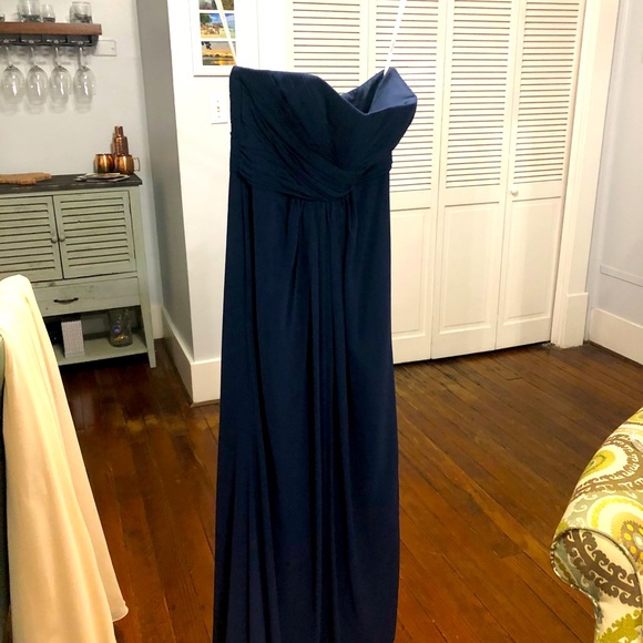 Blue Strapless Bridesmaid Dress - Picture 1 of 9